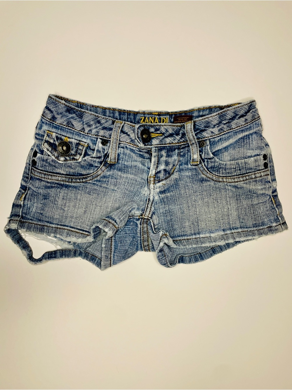Vintage Zana Di Ultra Low Rise Distressed Jean Shorts Size 0